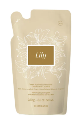Lily Refil Creme Acetinado Hidratante Desodorante Corporal Boticário 250g