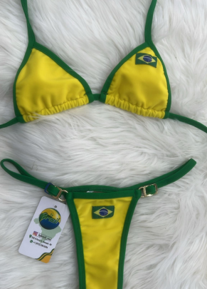 Biquini Estampa Brasil - Amarelo