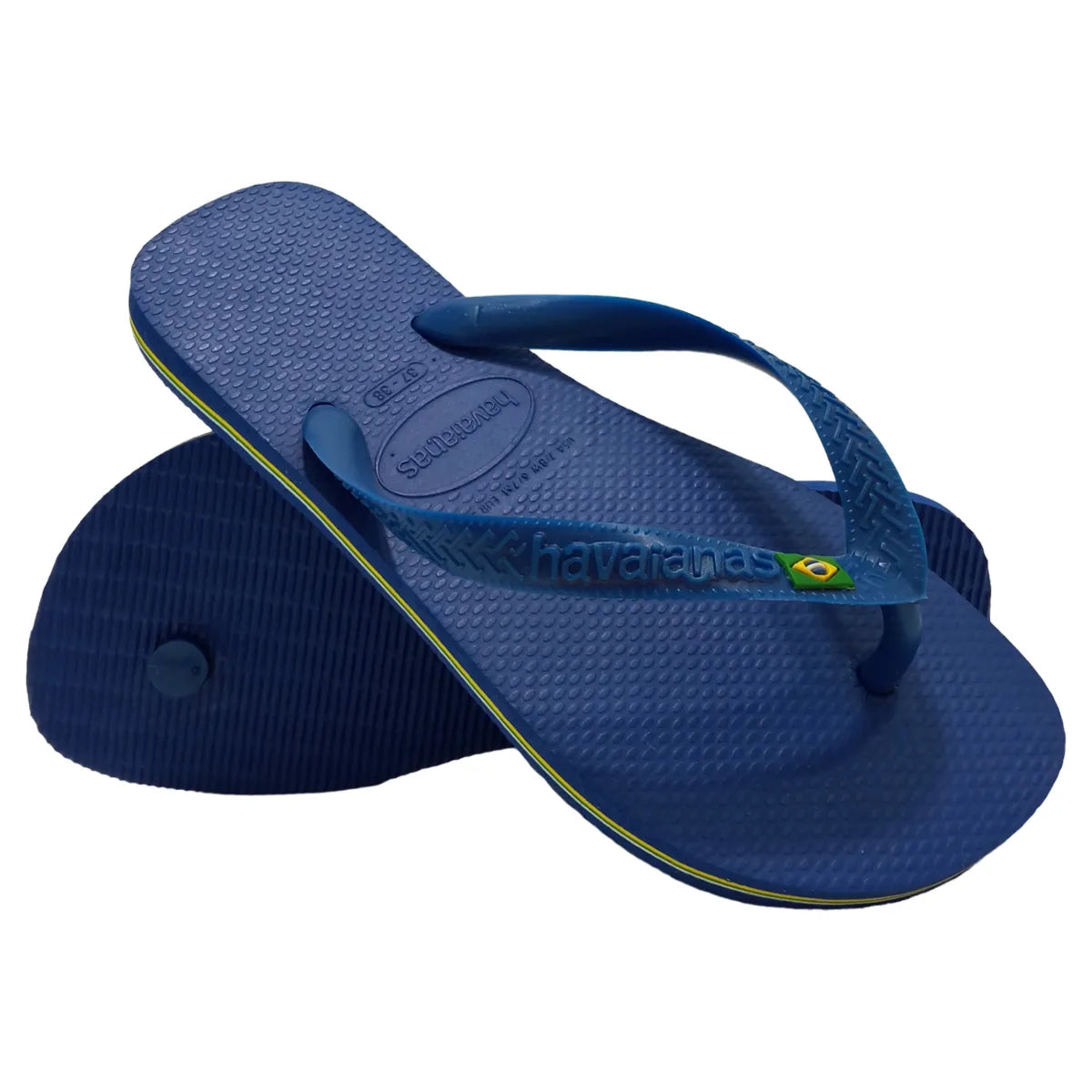 Chinelo Havaianas Brasil Azul com listra lateral