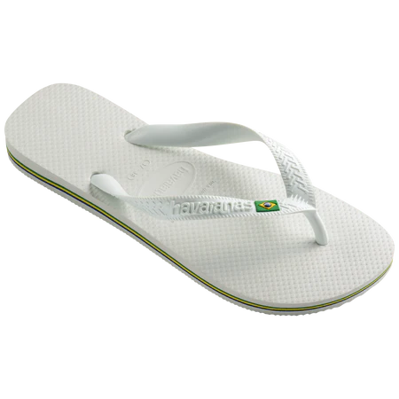 Chinelo Havaianas Brasil Branco com listra lateral