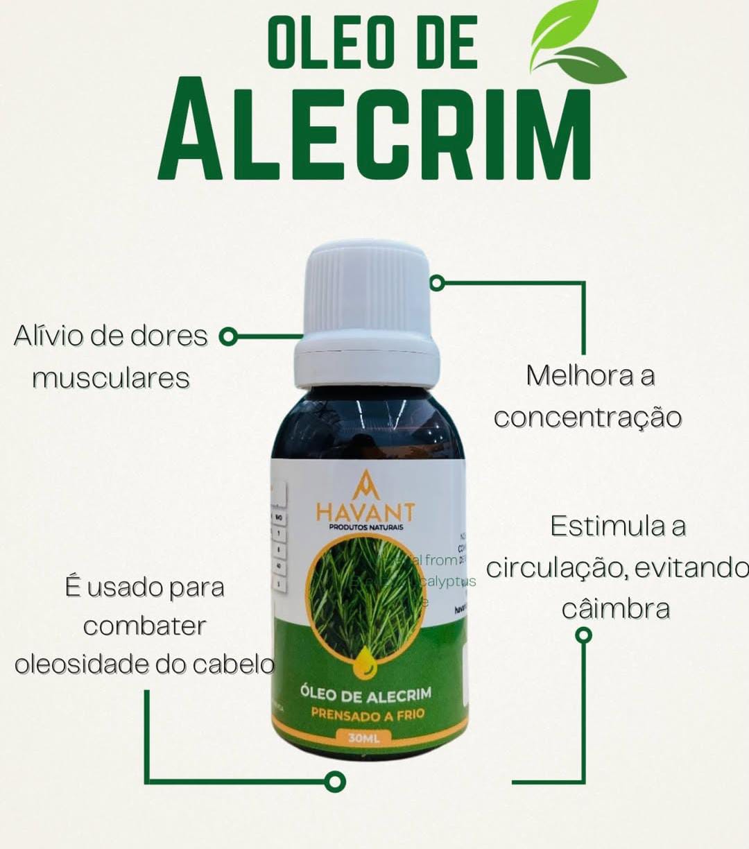 Óleo De Alecrim 100% Vegetal 300ml