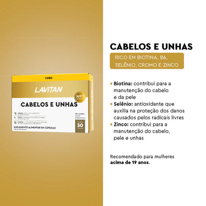 Lavitan Cabelos e Unhas com 30 Cápsulas