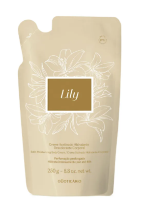 Refil Creme Acetinado Hidratante Desodorante Corporal Lily Boticário 250g